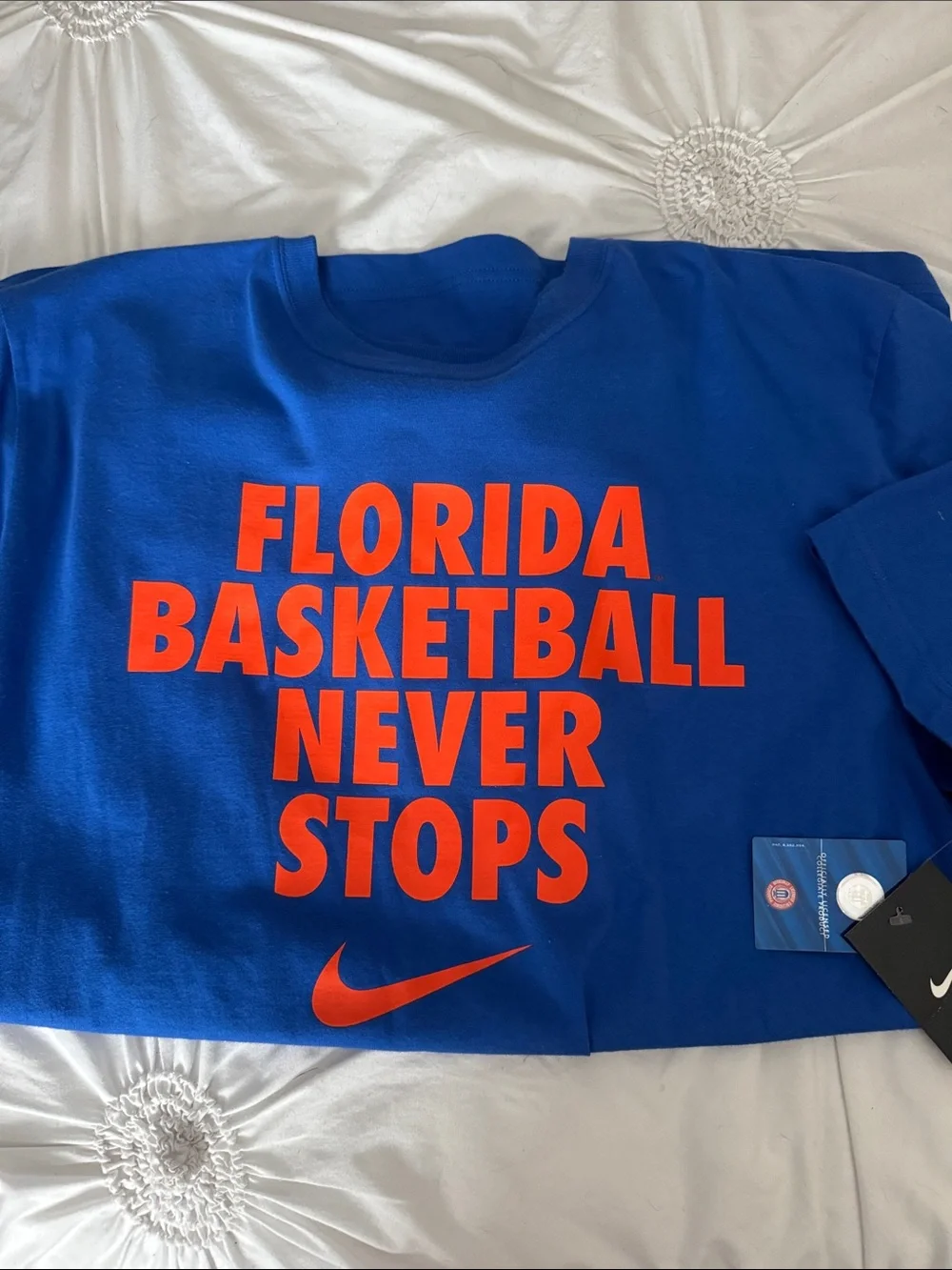 Nike Royal Blue Tee with Orange Florida Basketball Graphic